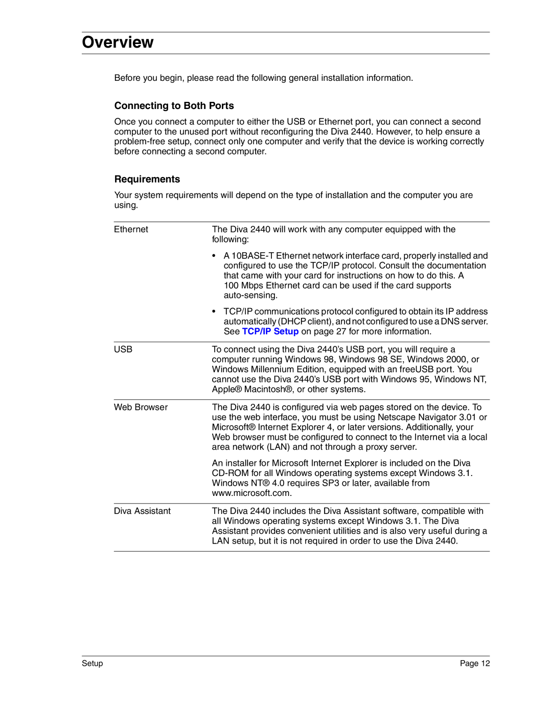 Eicon Networks 2440 manual Overview, Connecting to Both Ports, Requirements 