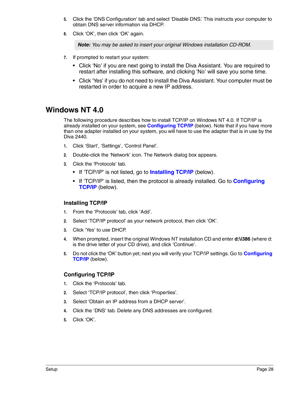 Eicon Networks 2440 manual Windows NT 