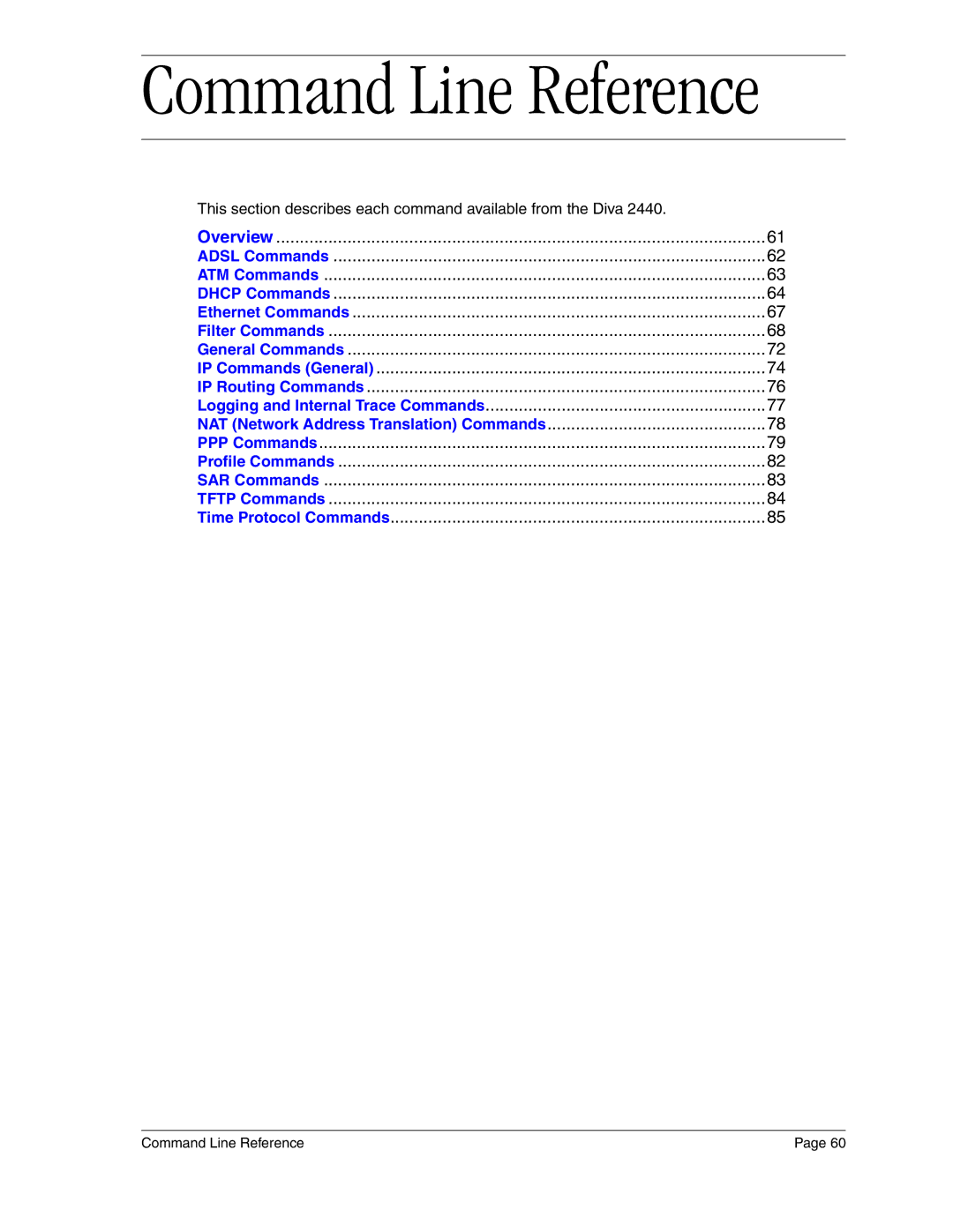 Eicon Networks 2440 manual Command Line Reference 