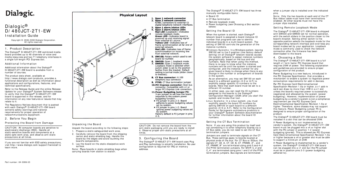 Eicon Networks D/480JCT-2T1-EW technical specifications Product Description, Before You Begin, Configuring the Board 