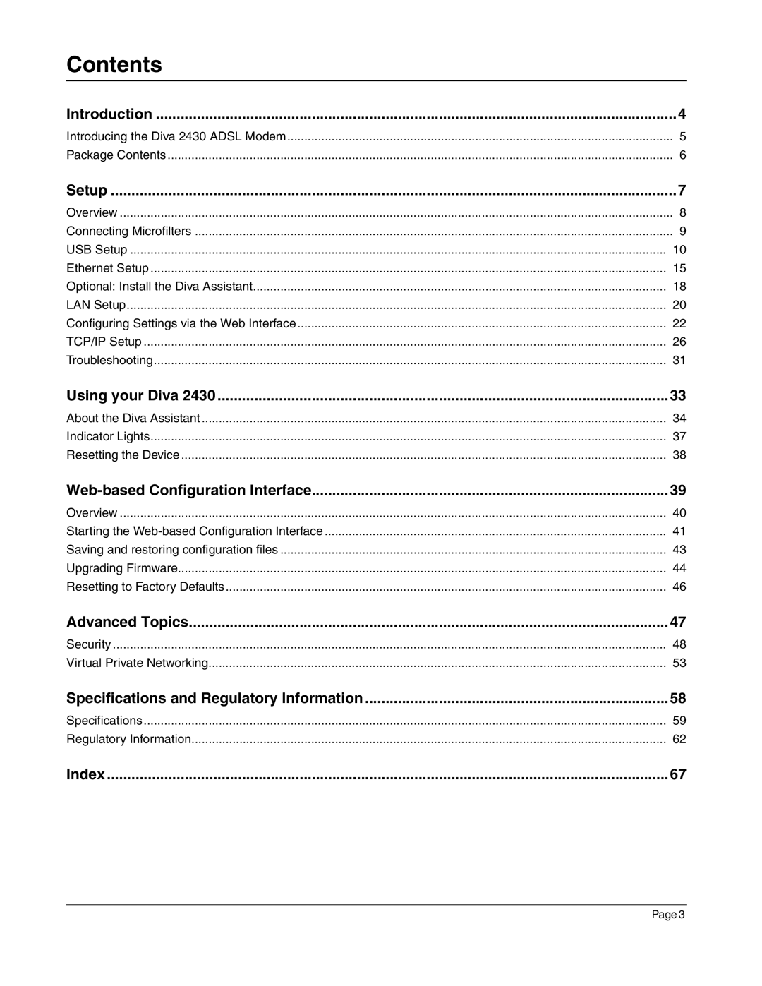 Eicon Networks Diva 2430 manual Contents 