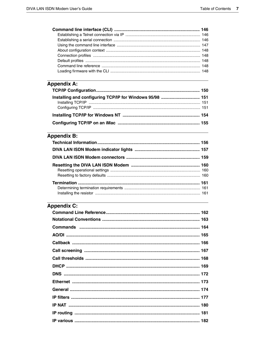 Eicon Networks DIVA LAN ISDN manual Appendix a, Appendix B, Appendix C 