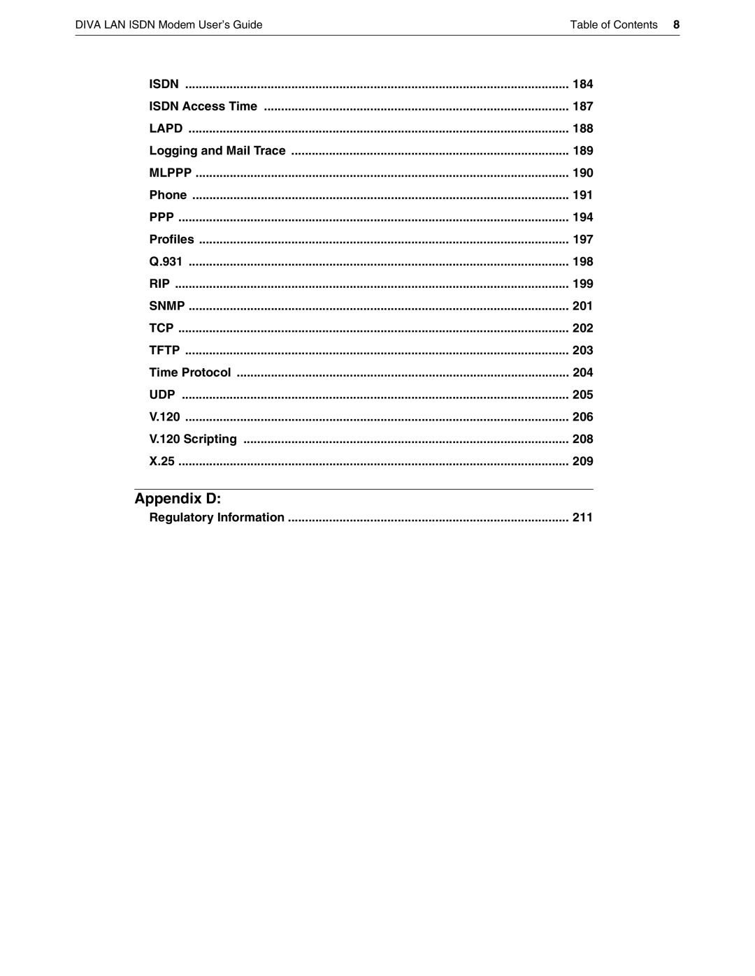 Eicon Networks DIVA LAN ISDN manual Appendix D 