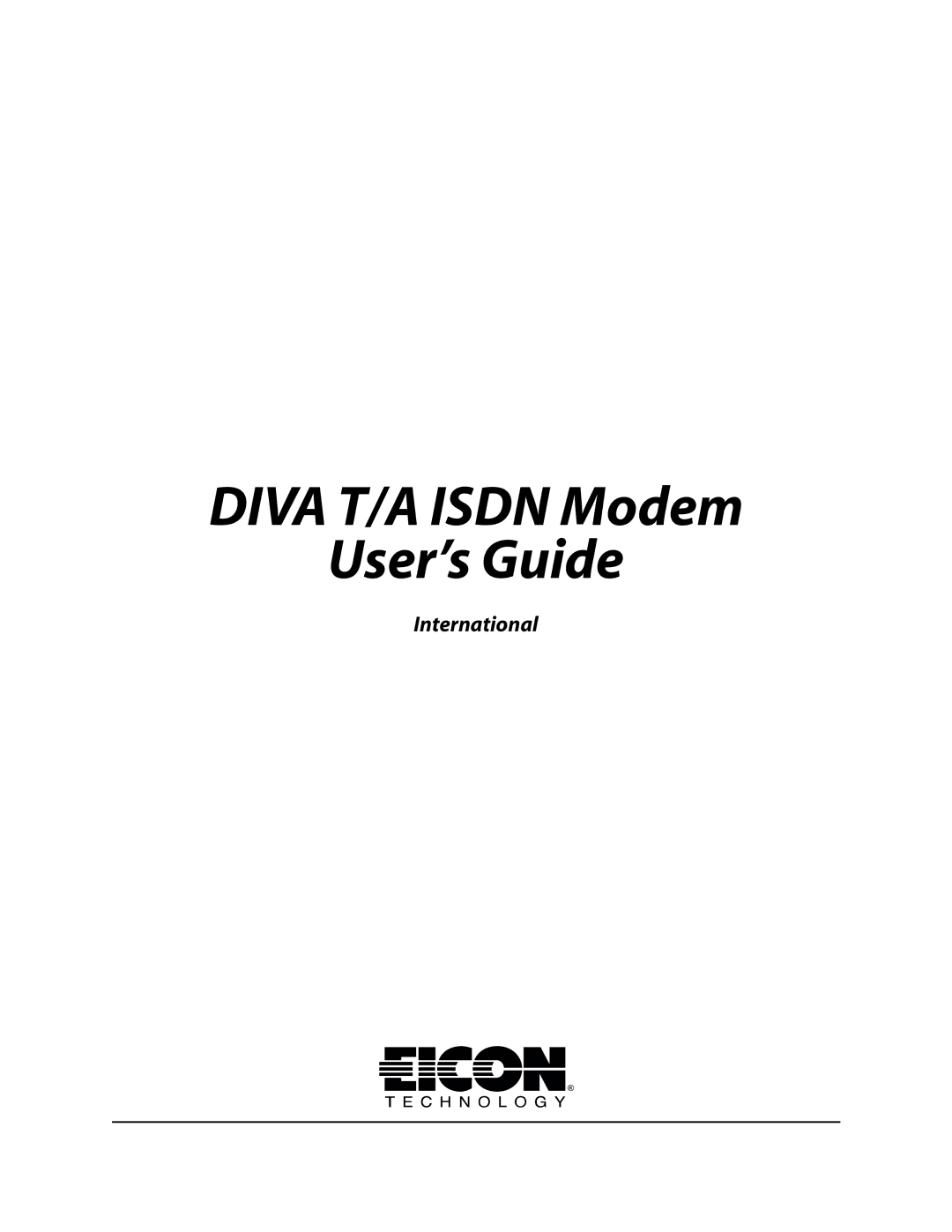 Eicon Networks DIVA T/A ISDN manual Diva T/A Isdn Modem User’s Guide 