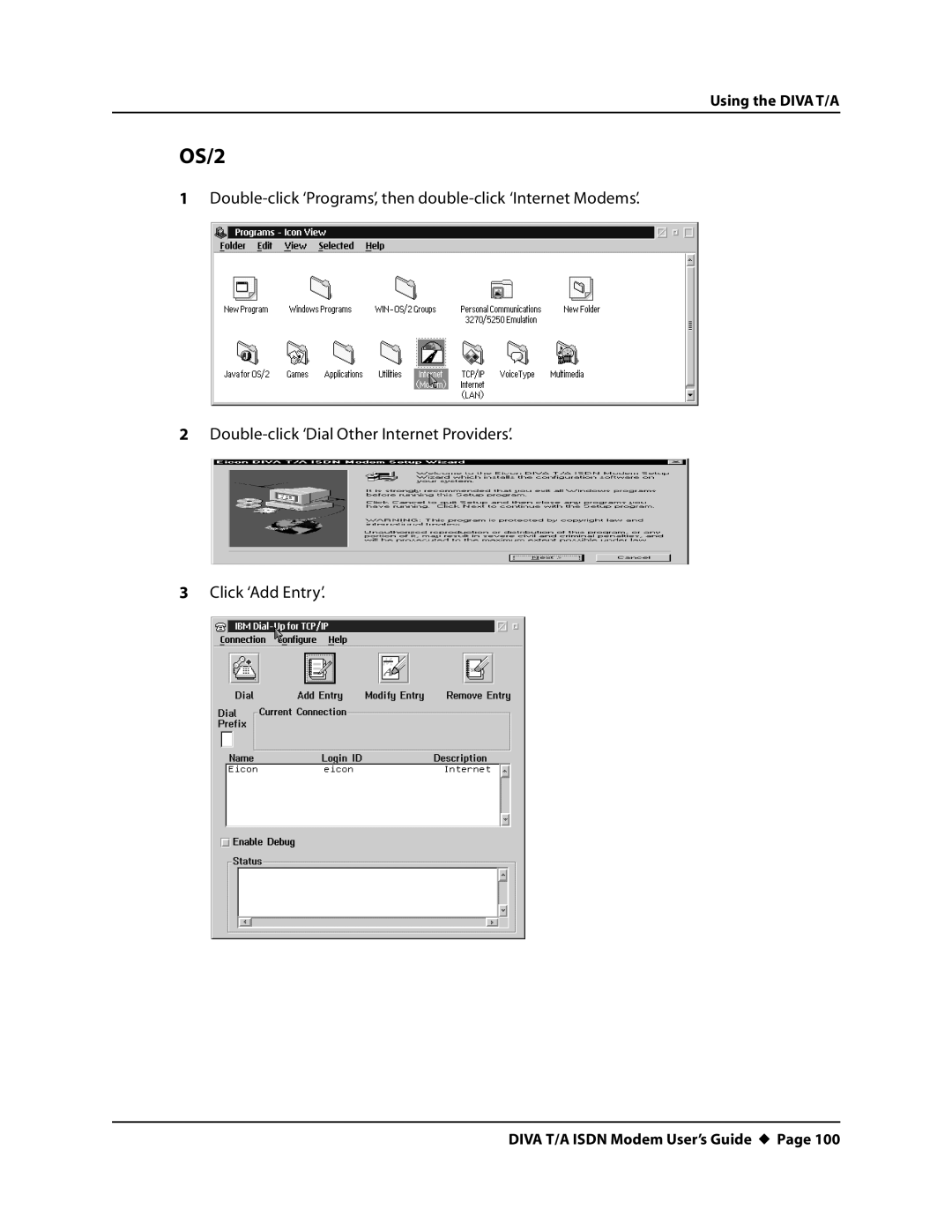 Eicon Networks DIVA T/A ISDN manual OS/2 