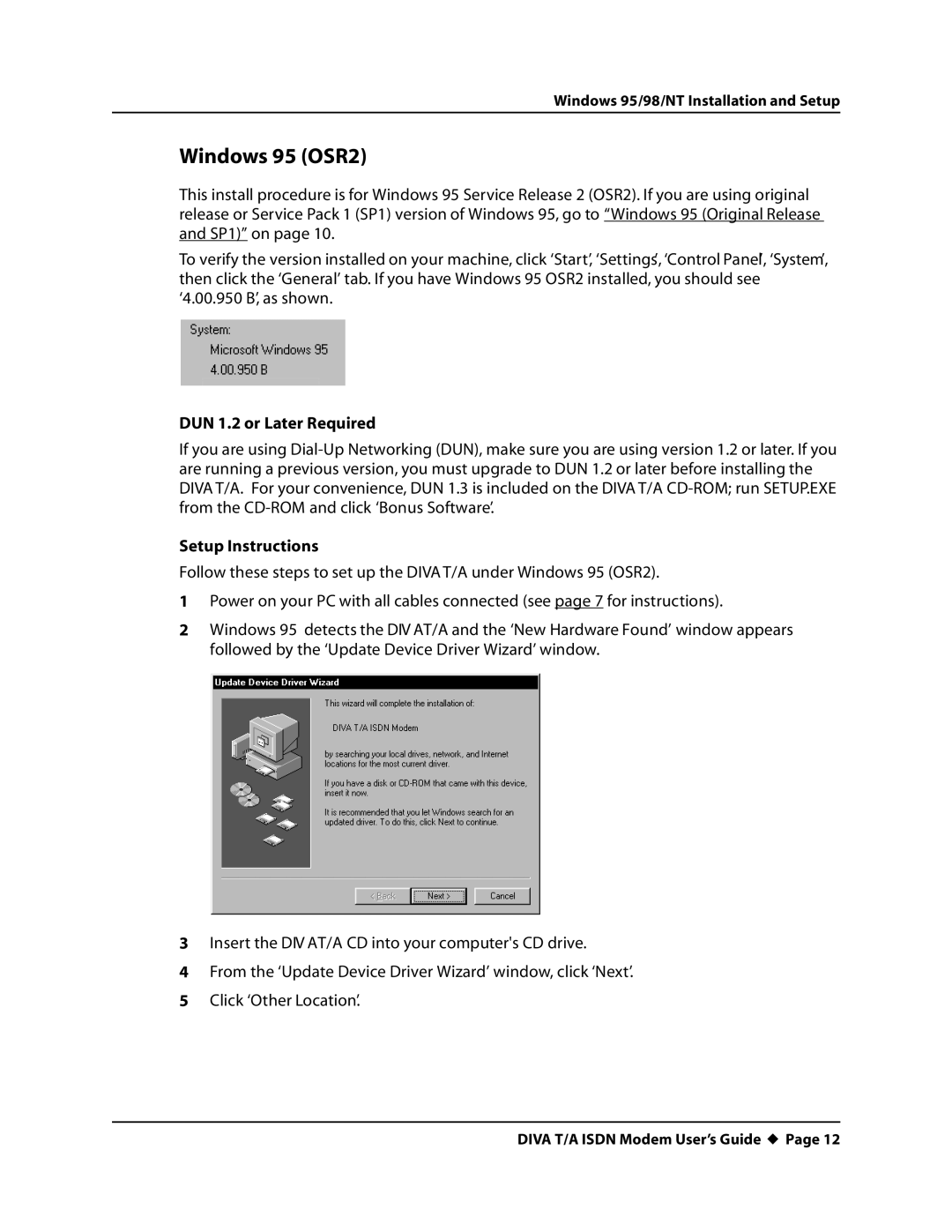 Eicon Networks DIVA T/A ISDN manual Windows 95 OSR2 