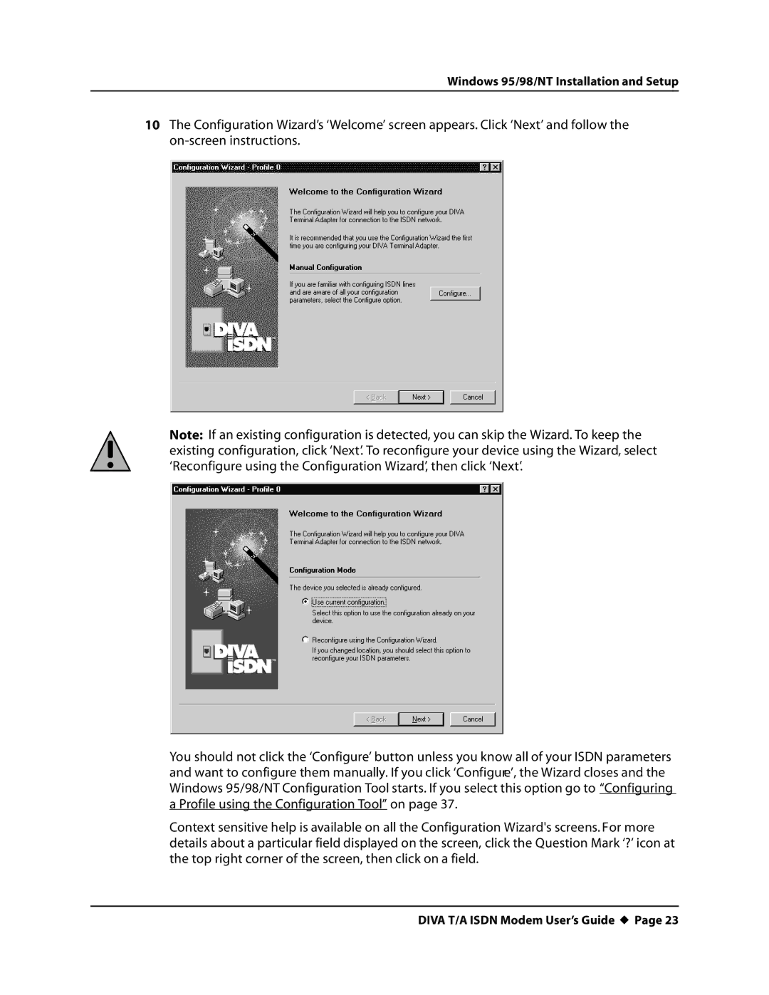 Eicon Networks DIVA T/A ISDN manual Windows 95/98/NT Installation and Setup 