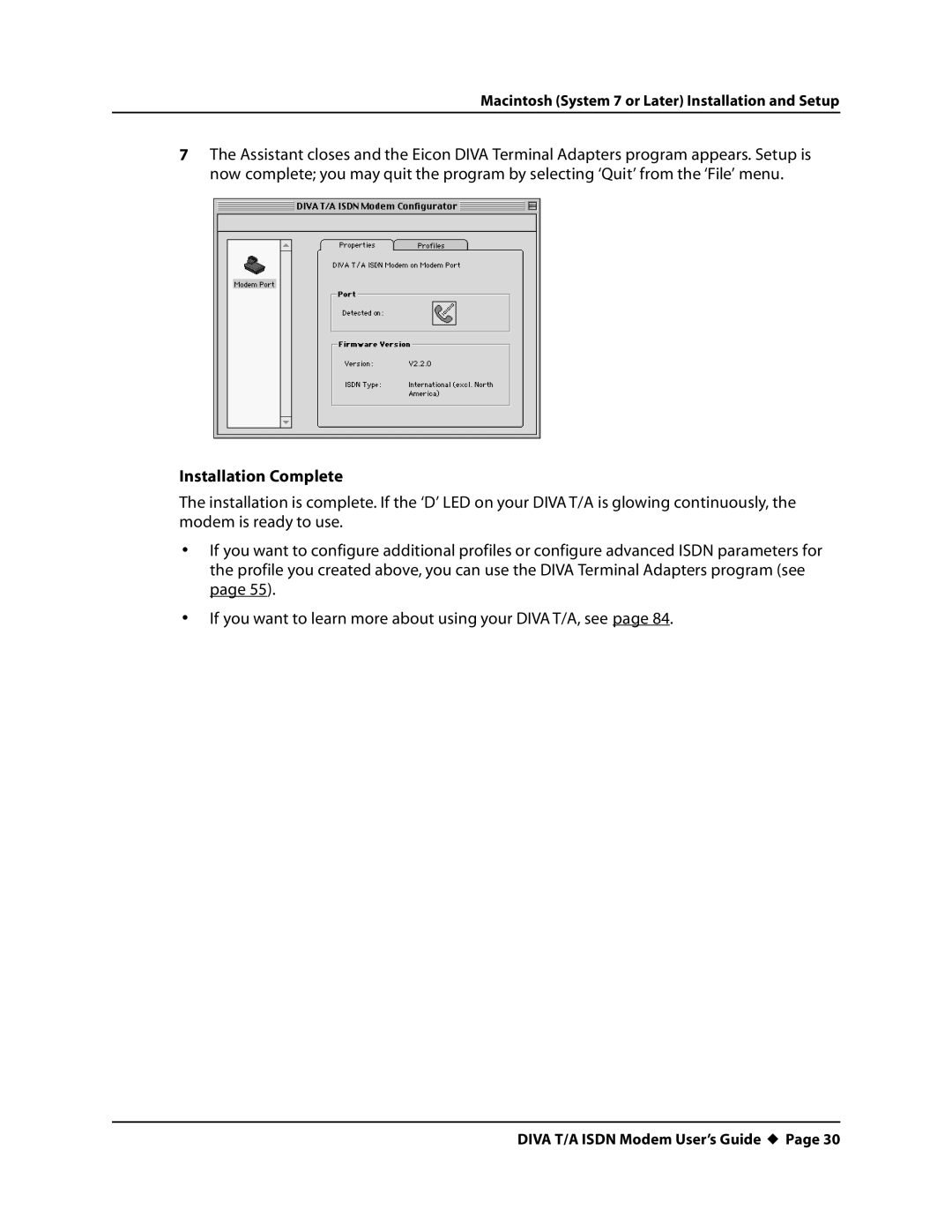 Eicon Networks DIVA T/A ISDN manual Installation Complete 