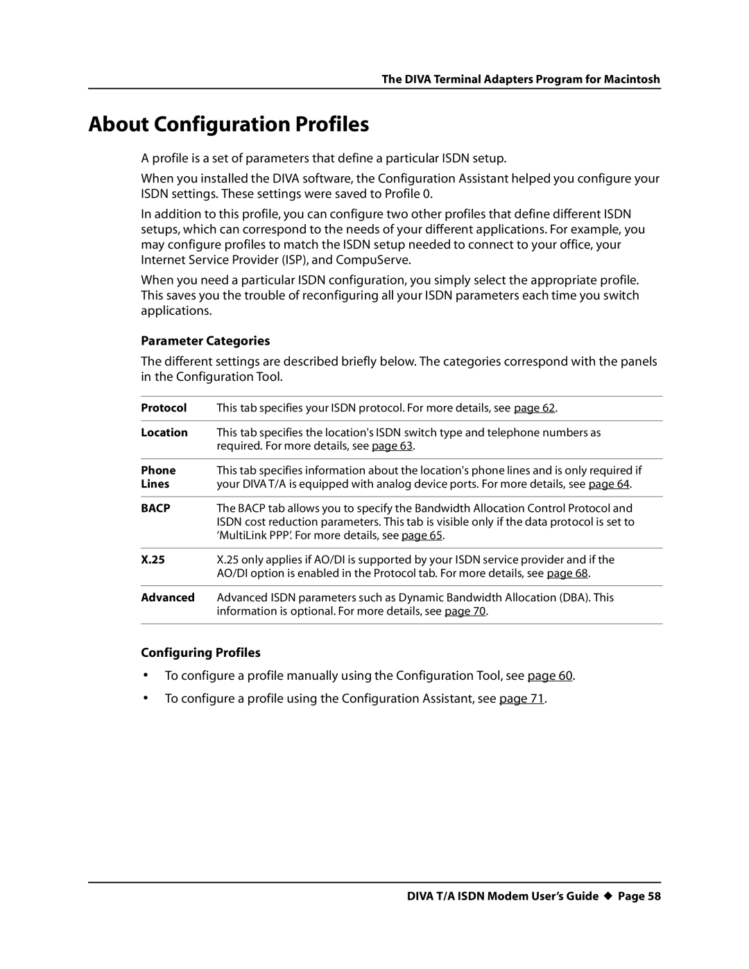 Eicon Networks DIVA T/A ISDN manual Protocol 