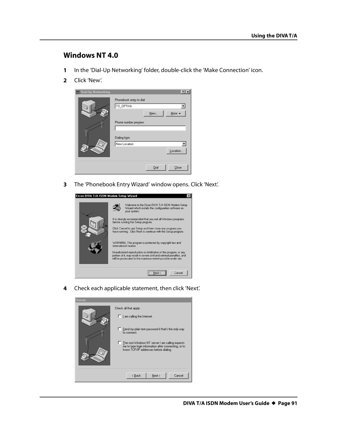 Eicon Networks DIVA T/A ISDN manual Windows NT 