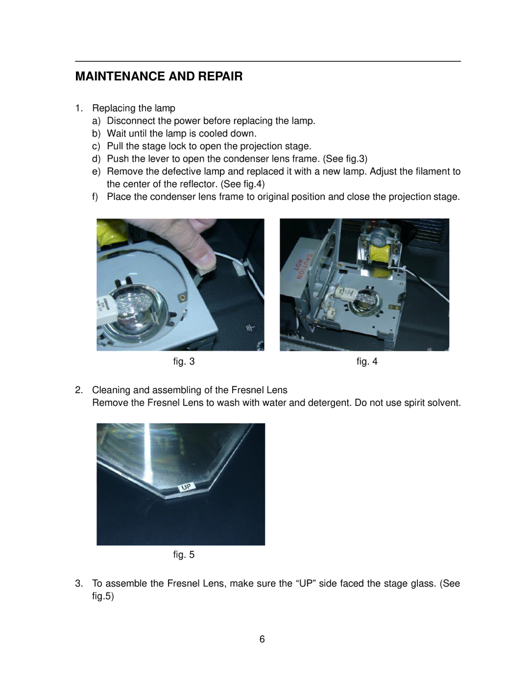 Eiki 392 manual Maintenance and Repair 