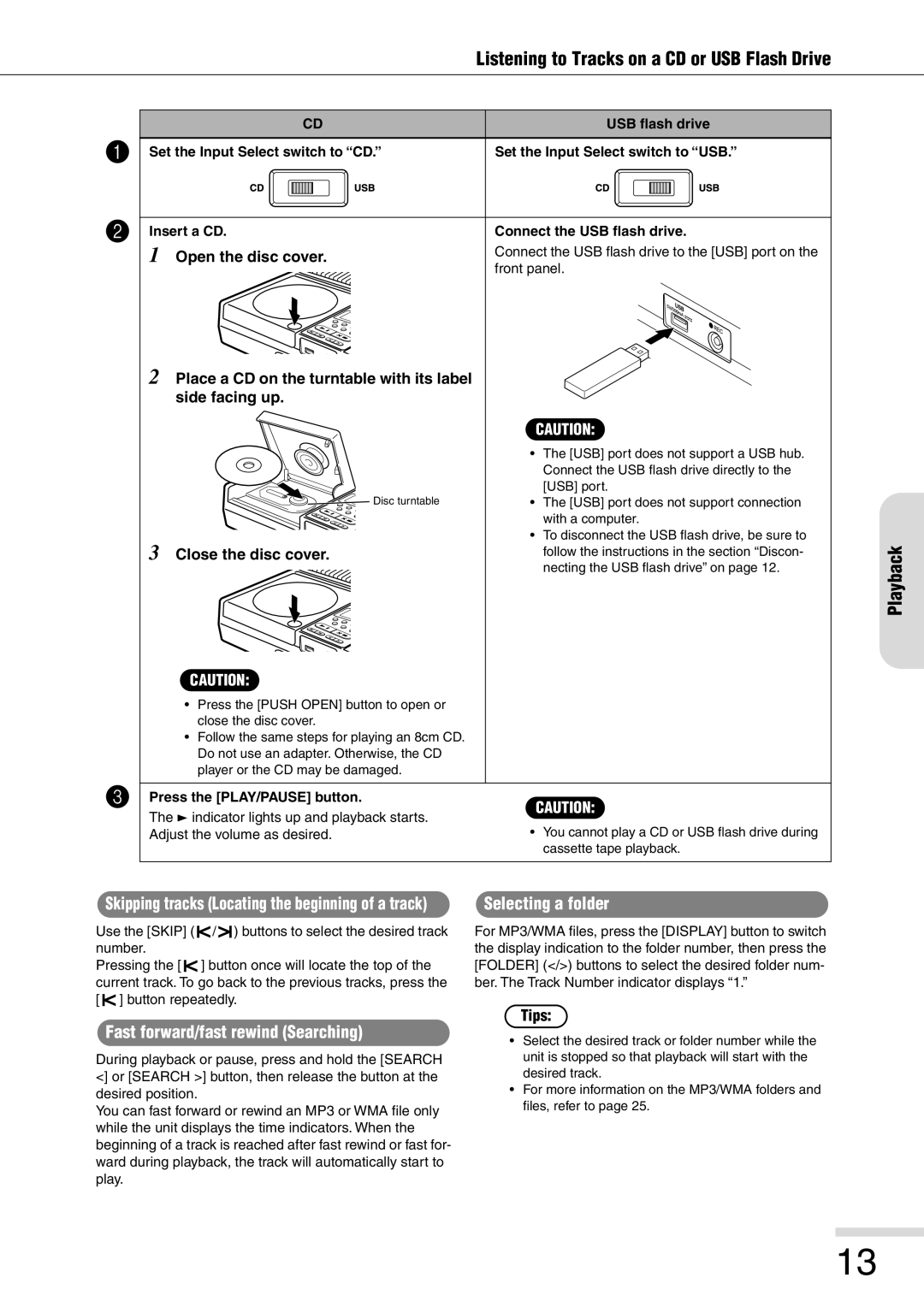 Eiki 8080 owner manual Fast forward/fast rewind Searching, Selecting a folder 