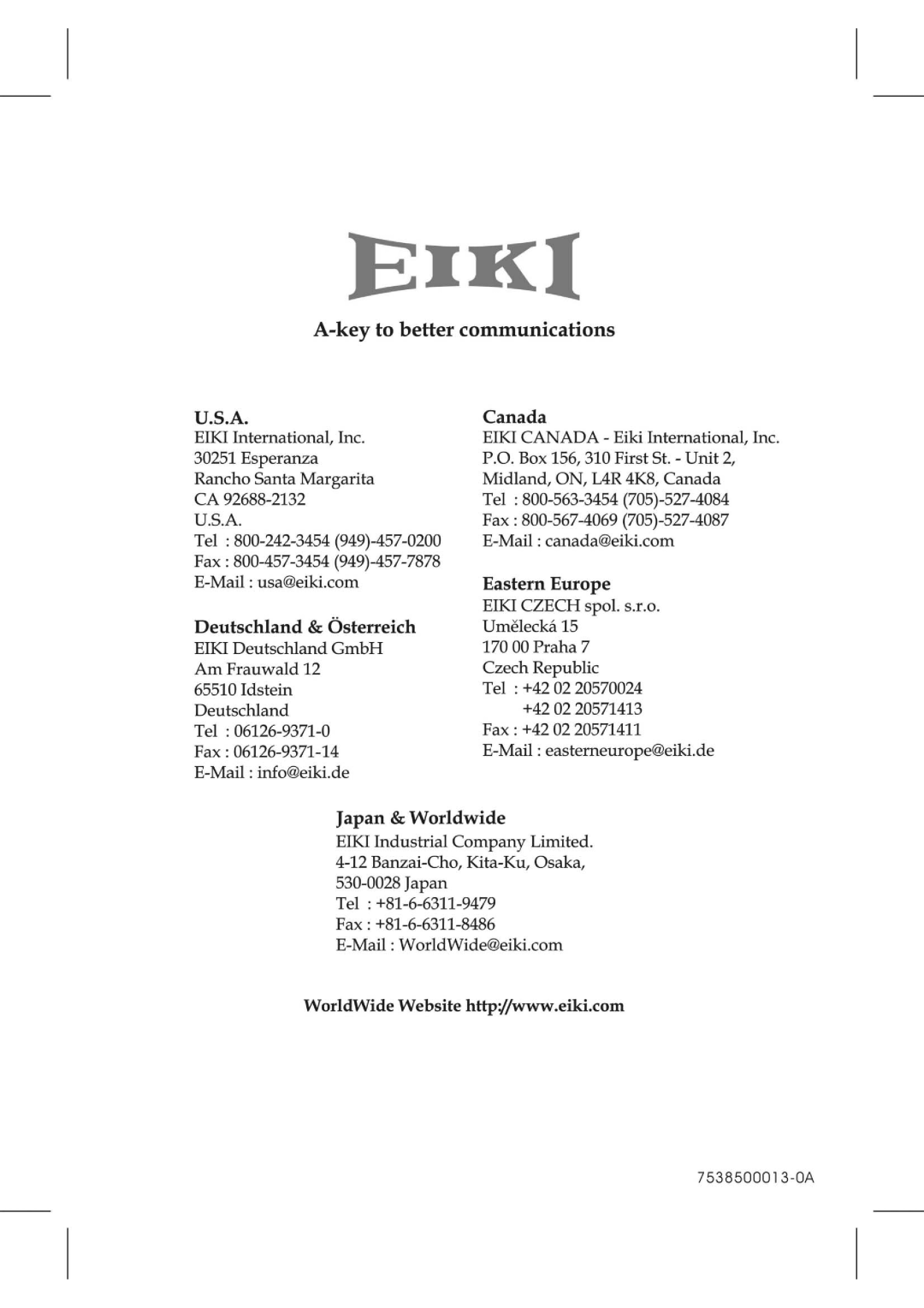 Eiki EIP-1 manual 