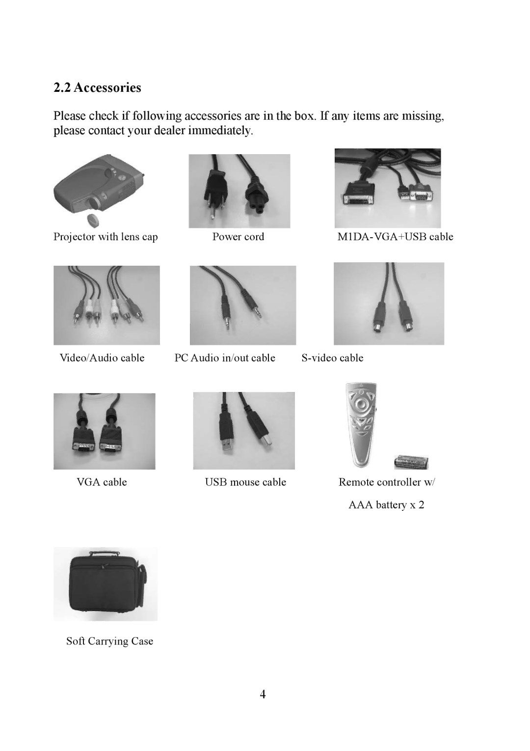 Eiki EIP-1 manual Accessories 