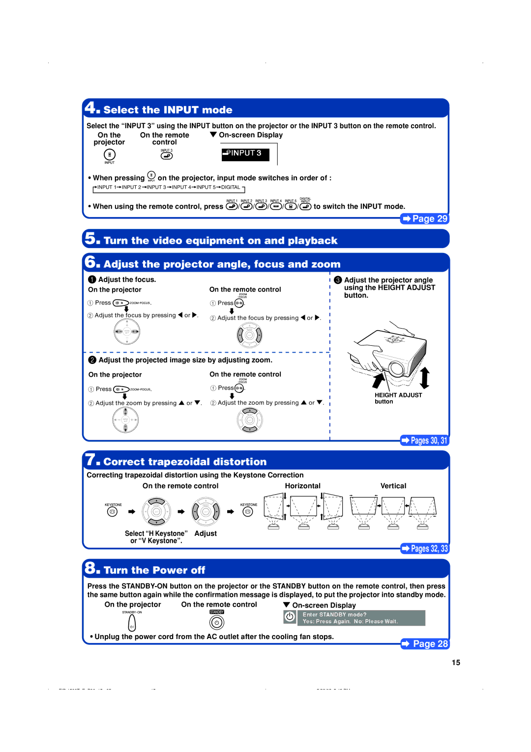 Eiki EIP-1500T owner manual Select the Input mode 