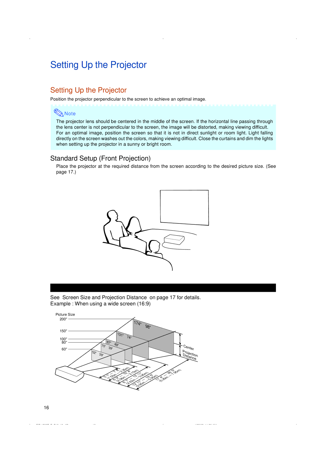 Eiki EIP-1500T owner manual Setting Up the Projector 