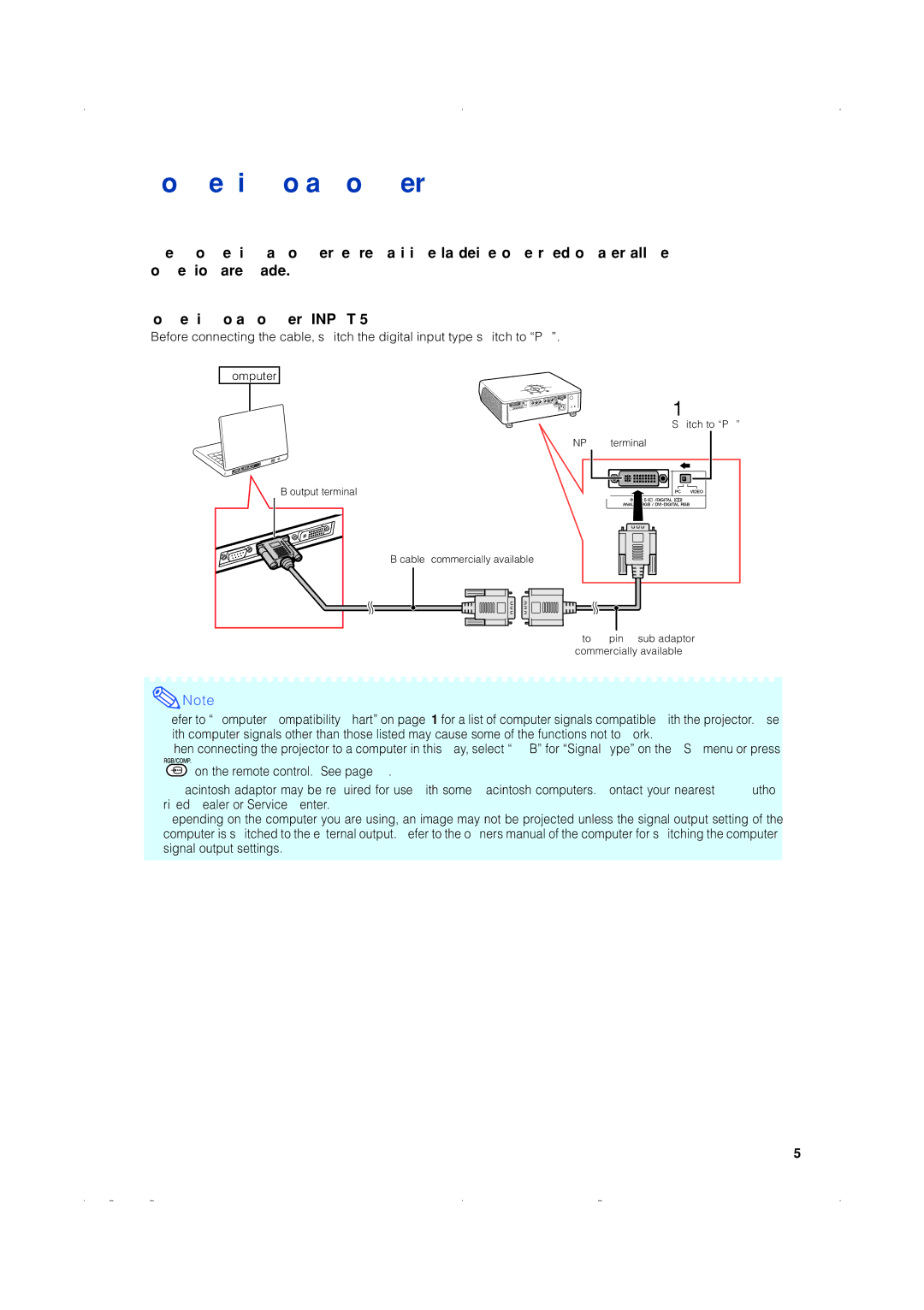 Eiki EIP-1500T owner manual Connecting to a Computer 