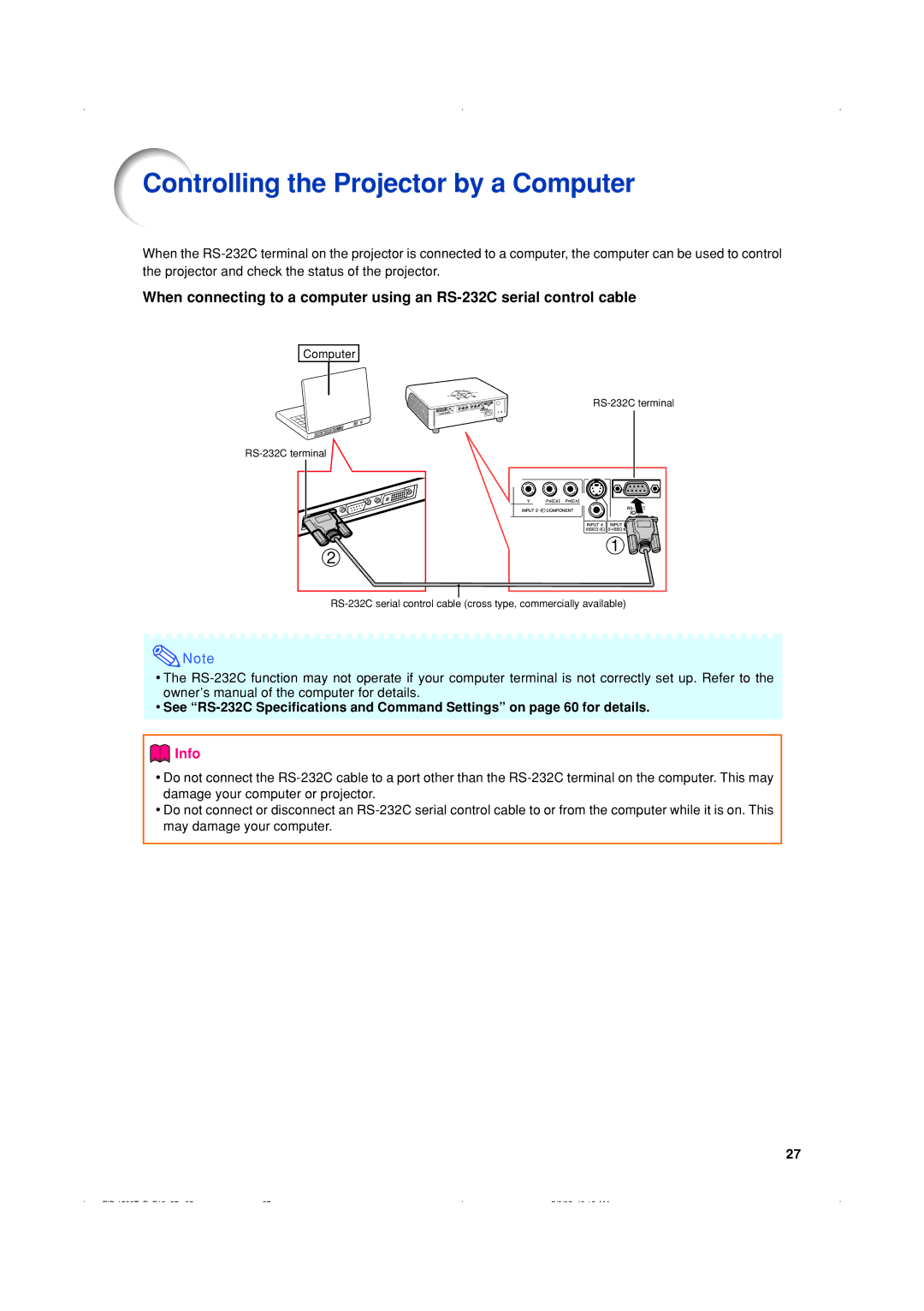 Eiki EIP-1500T owner manual Controlling the Projector by a Computer 