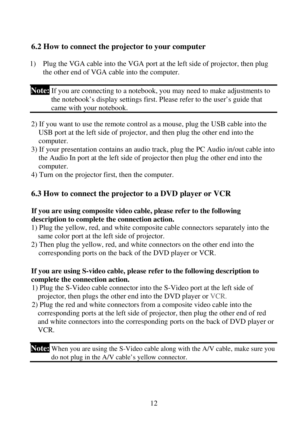 Eiki EIP-25 manual How to connect the projector to your computer, How to connect the projector to a DVD player or VCR 