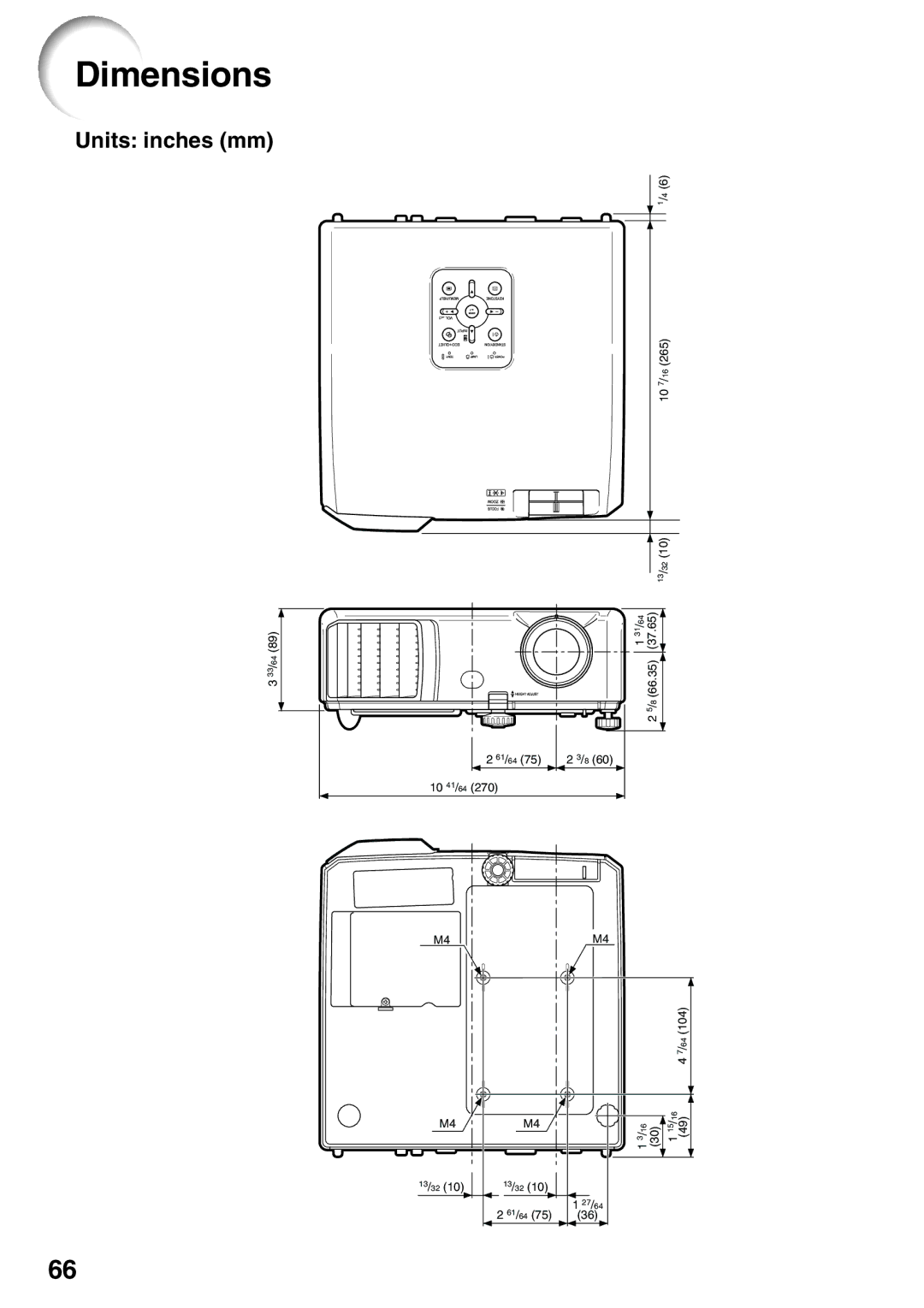 Eiki EIP-2600, EIP-250 quick start Dimensions 