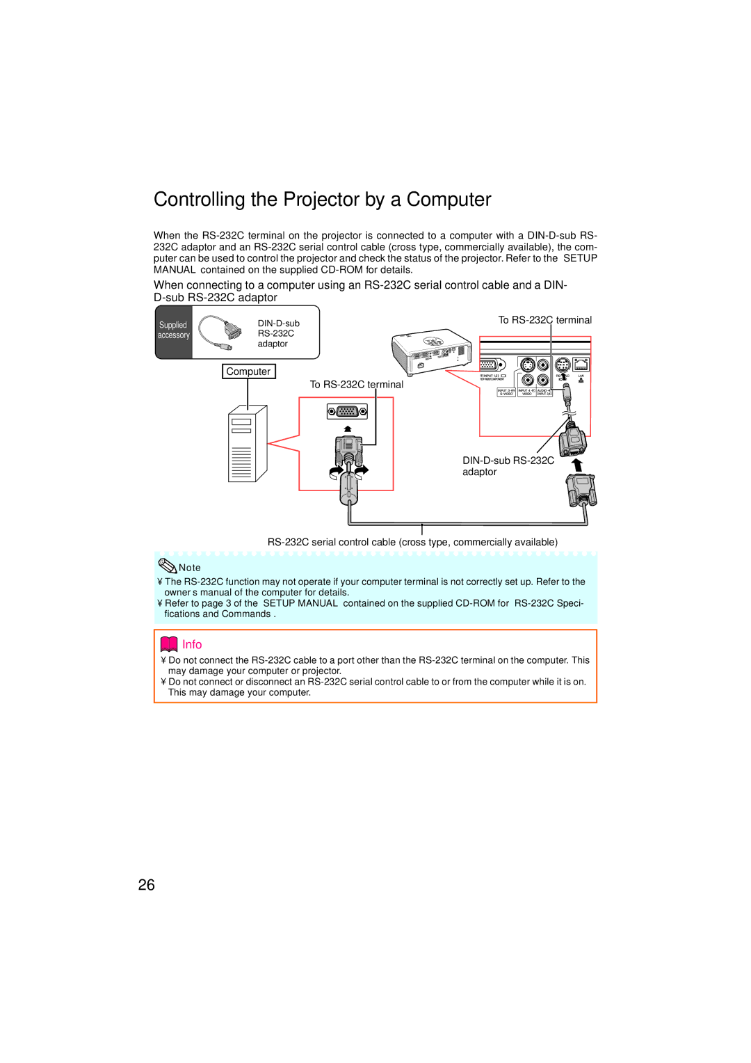 Eiki EIP-3000N owner manual Controlling the Projector by a Computer, To RS-232C terminal 