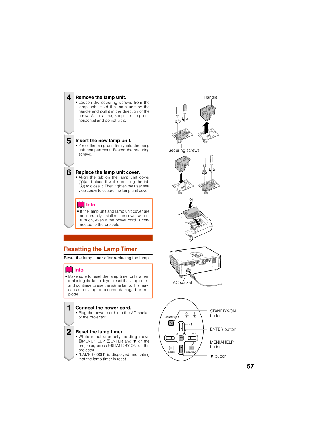 Eiki EIP-3000N owner manual Resetting the Lamp Timer 