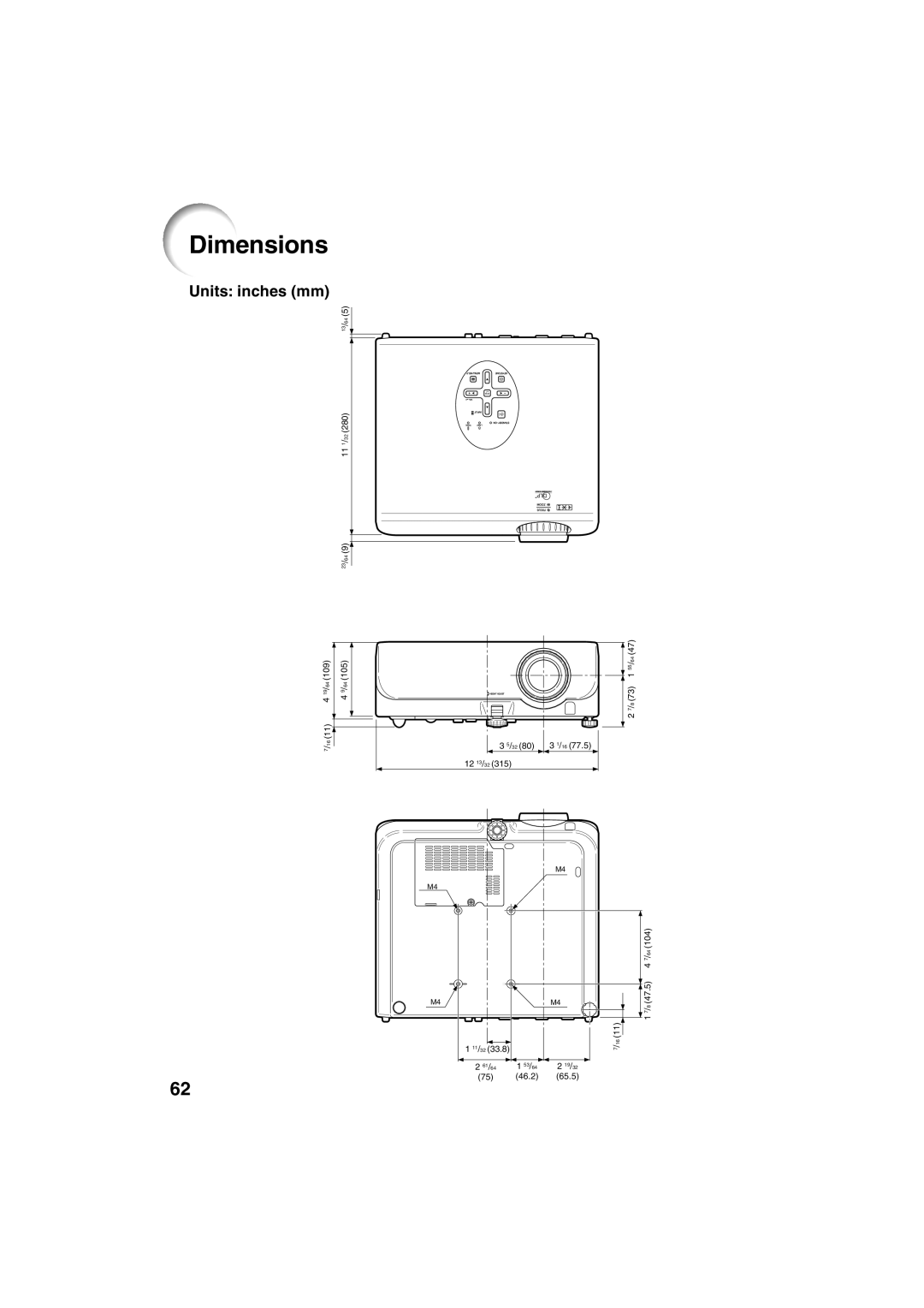 Eiki EIP-3000N owner manual Dimensions 