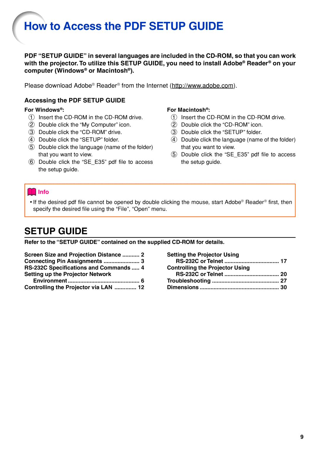 Eiki EIP-3500 owner manual Setup Guide 