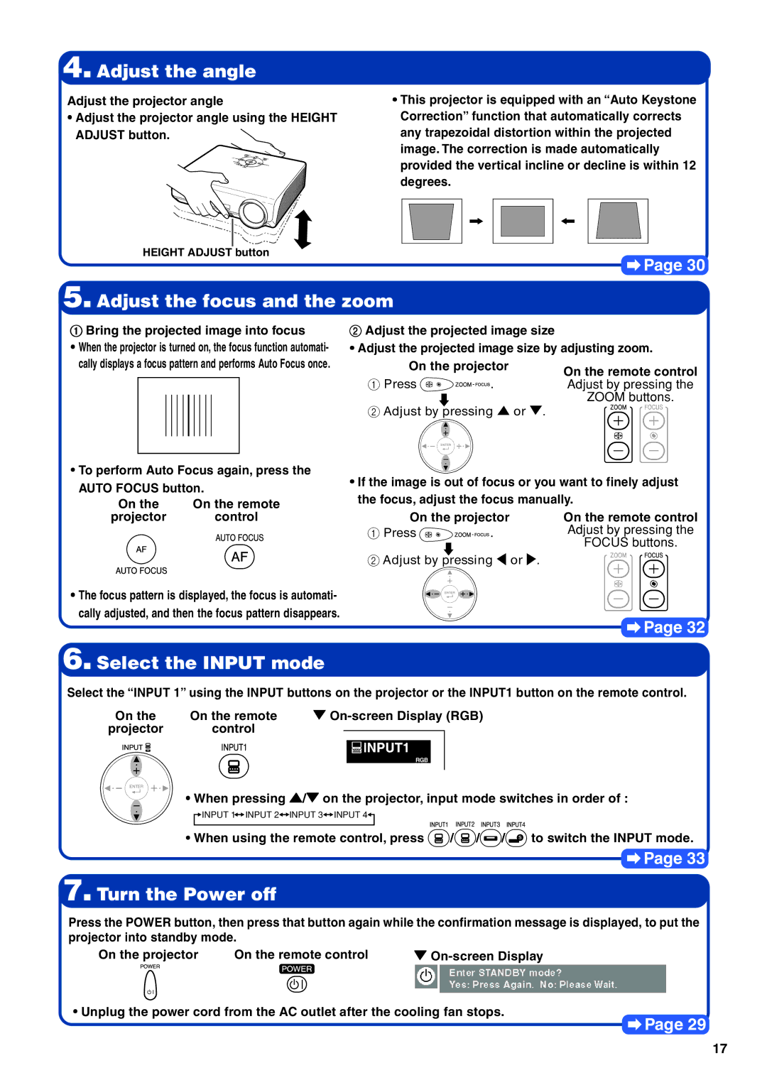 Eiki EIP-3500 owner manual Adjust the angle 