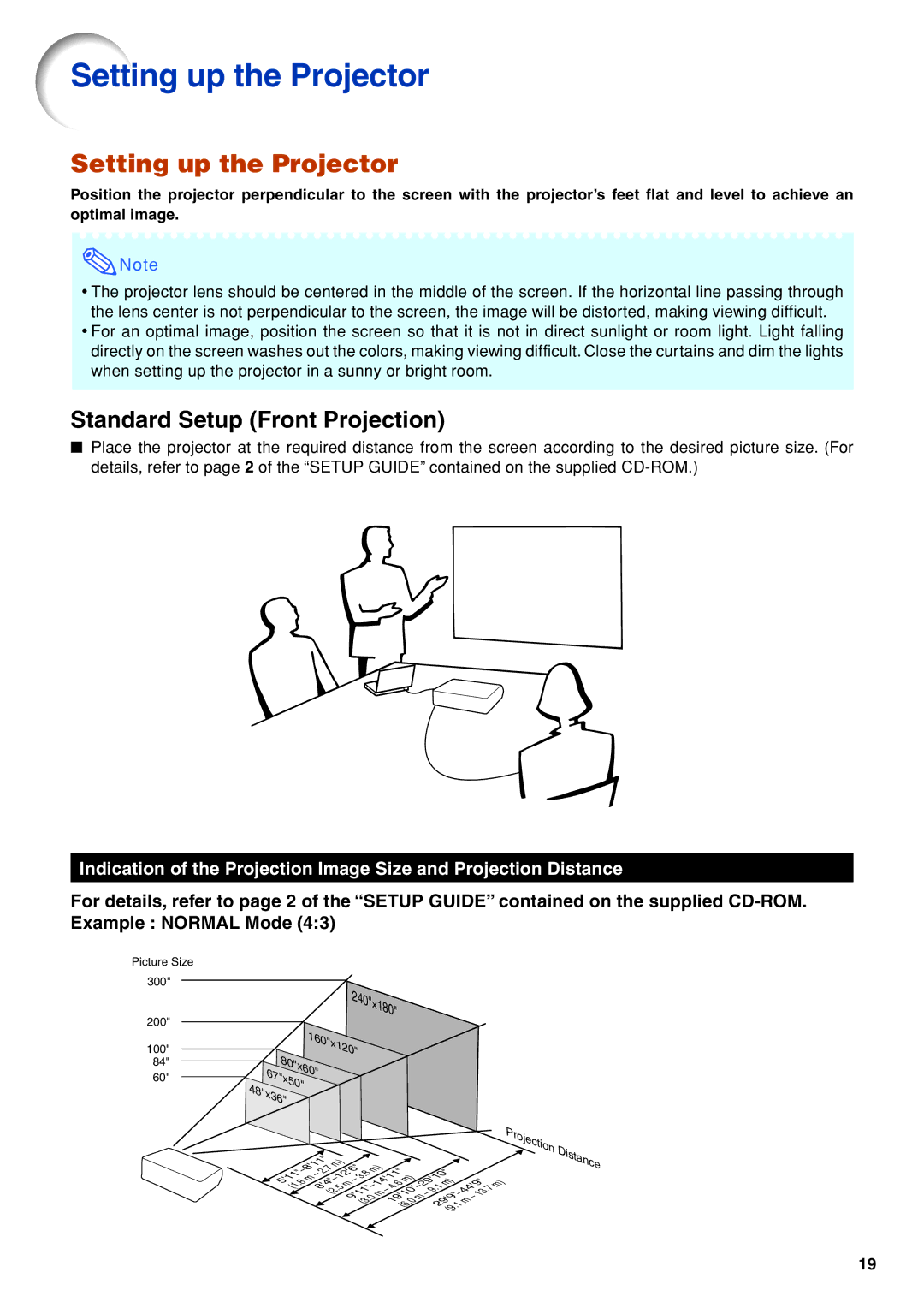 Eiki EIP-3500 owner manual Setting up the Projector 