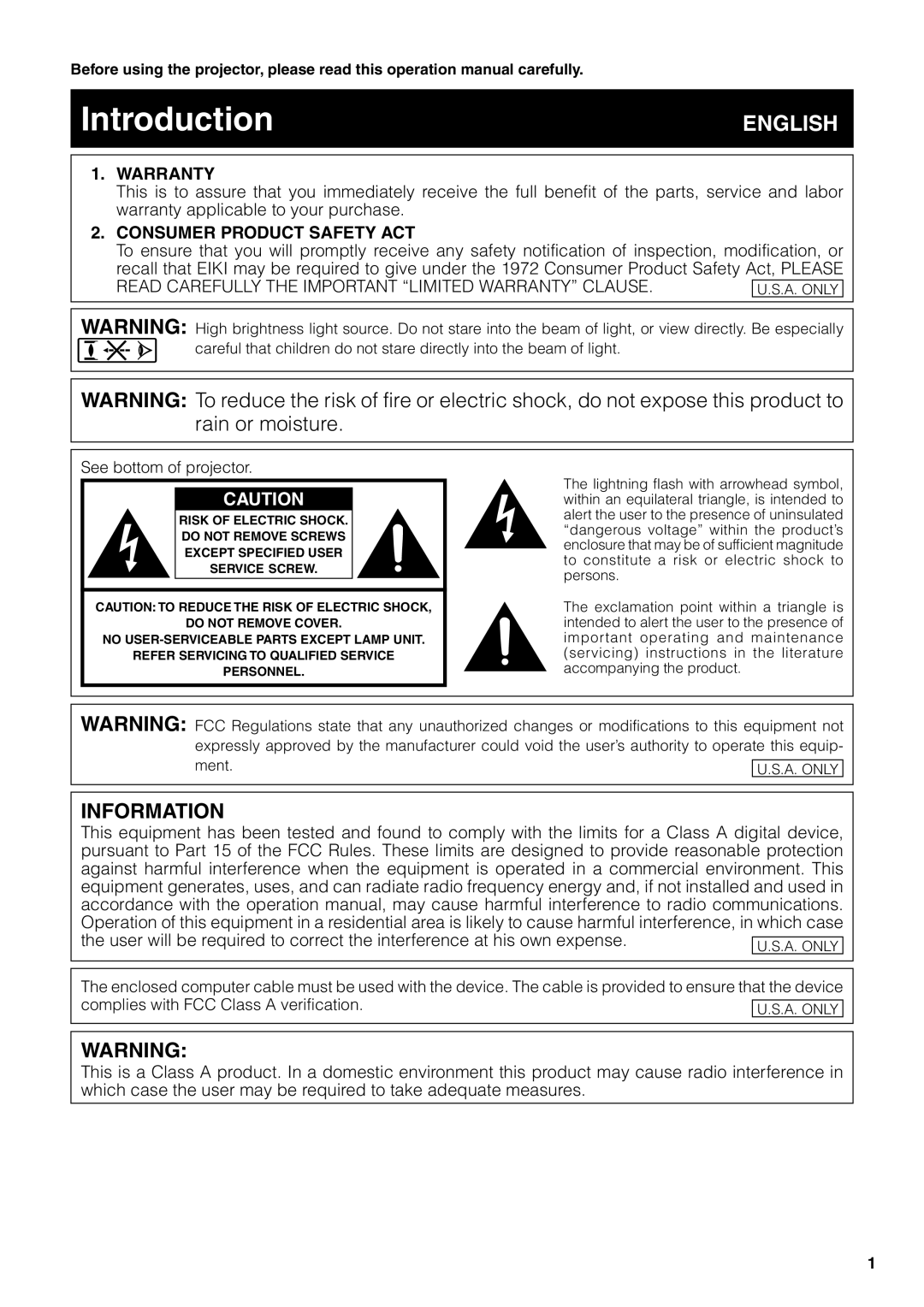 Eiki EIP-3500 owner manual Introduction 