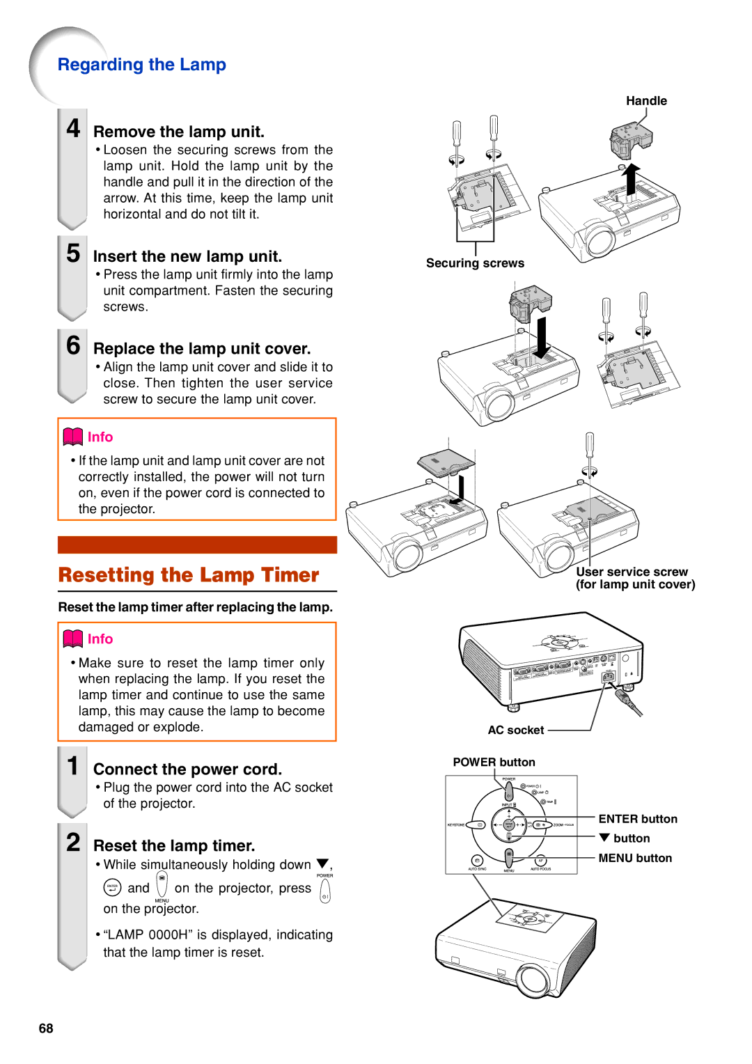 Eiki EIP-3500 owner manual Resetting the Lamp Timer 