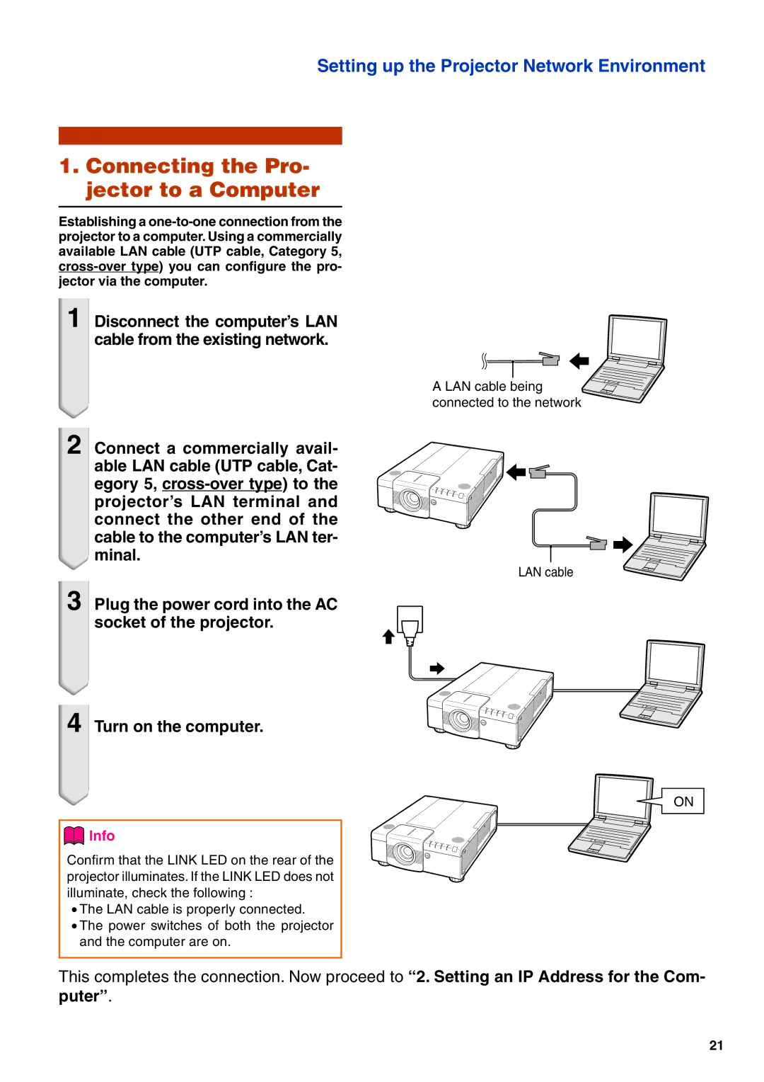 Eiki EIP-WX5000L specifications Connecting the Pro- jector to a Computer 