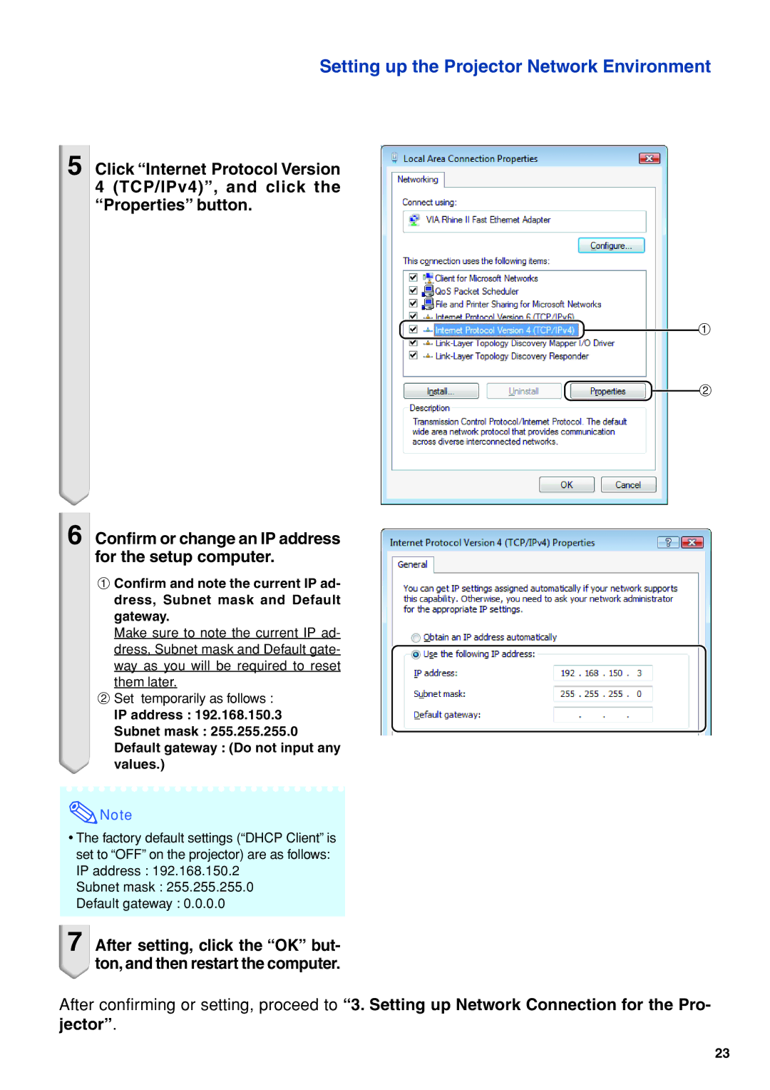 Eiki EIP-WX5000L specifications Setting up the Projector Network Environment 