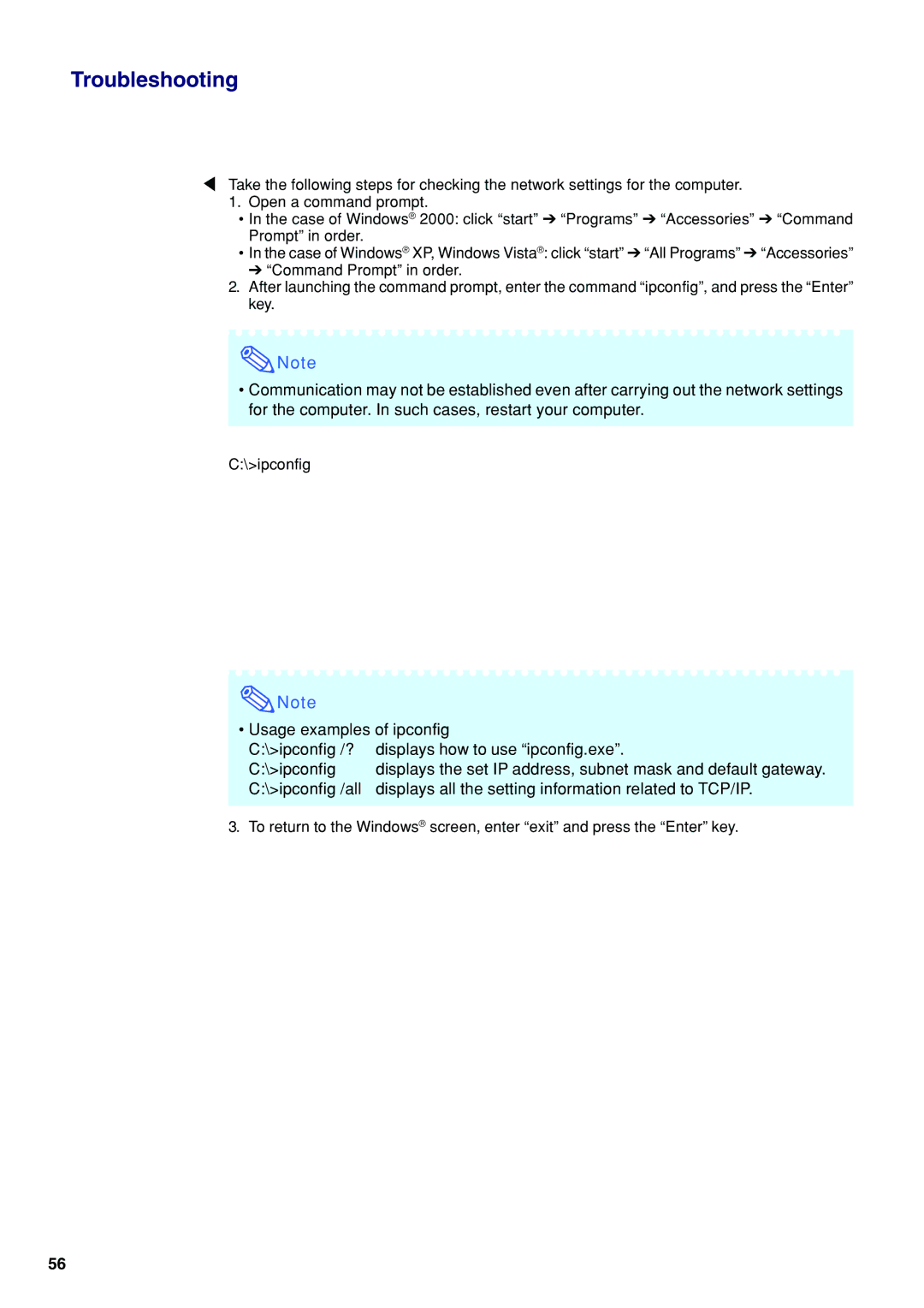 Eiki EIP-WX5000L specifications Troubleshooting 