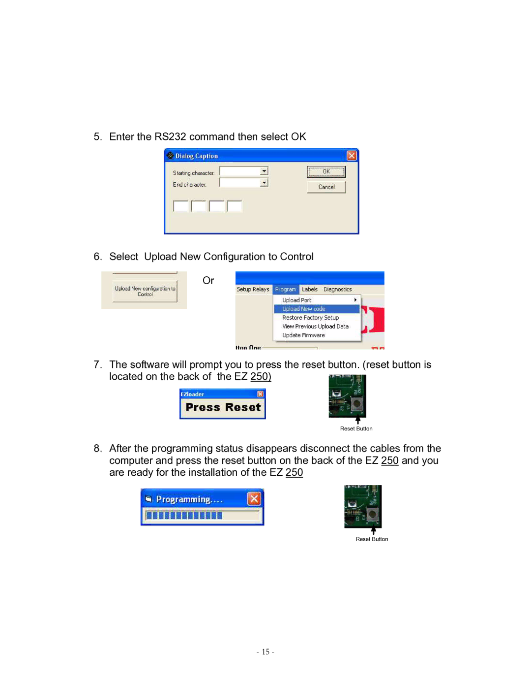 Eiki EZ 250 owner manual Reset Button 