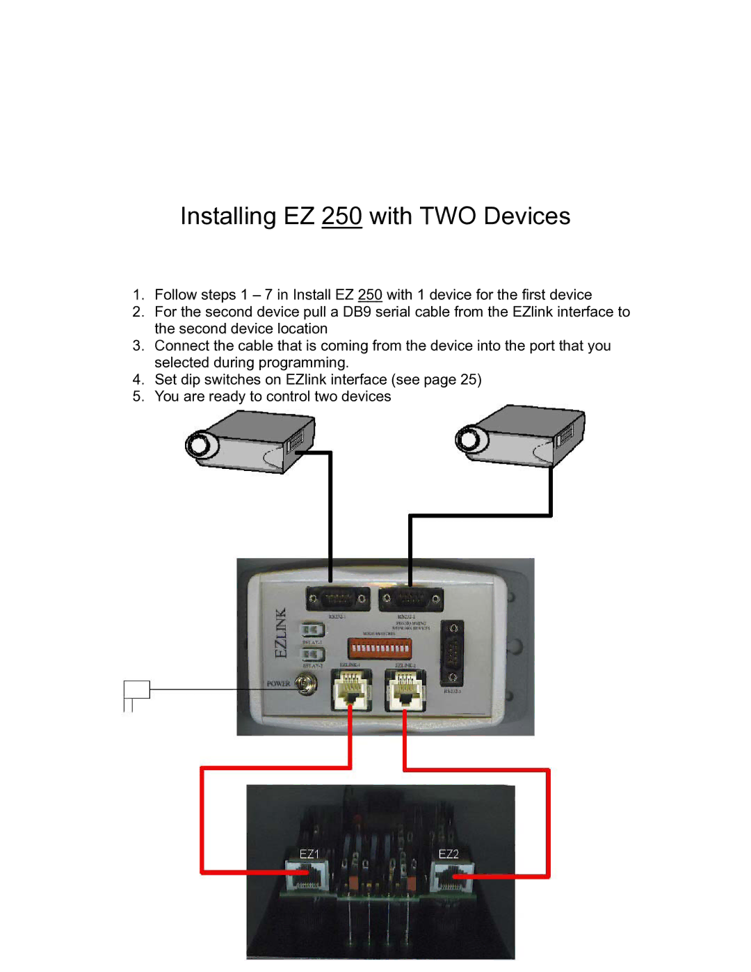 Eiki owner manual Installing EZ 250 with TWO Devices 