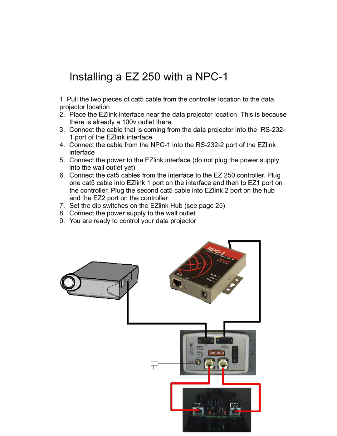 Eiki owner manual Installing a EZ 250 with a NPC-1 