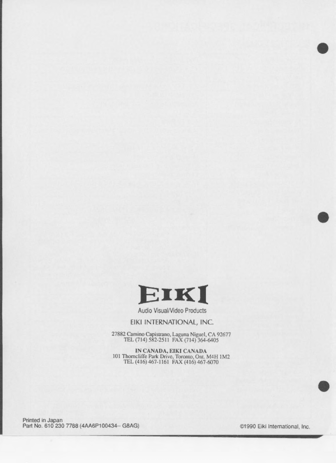 Eiki LC-150 manual 