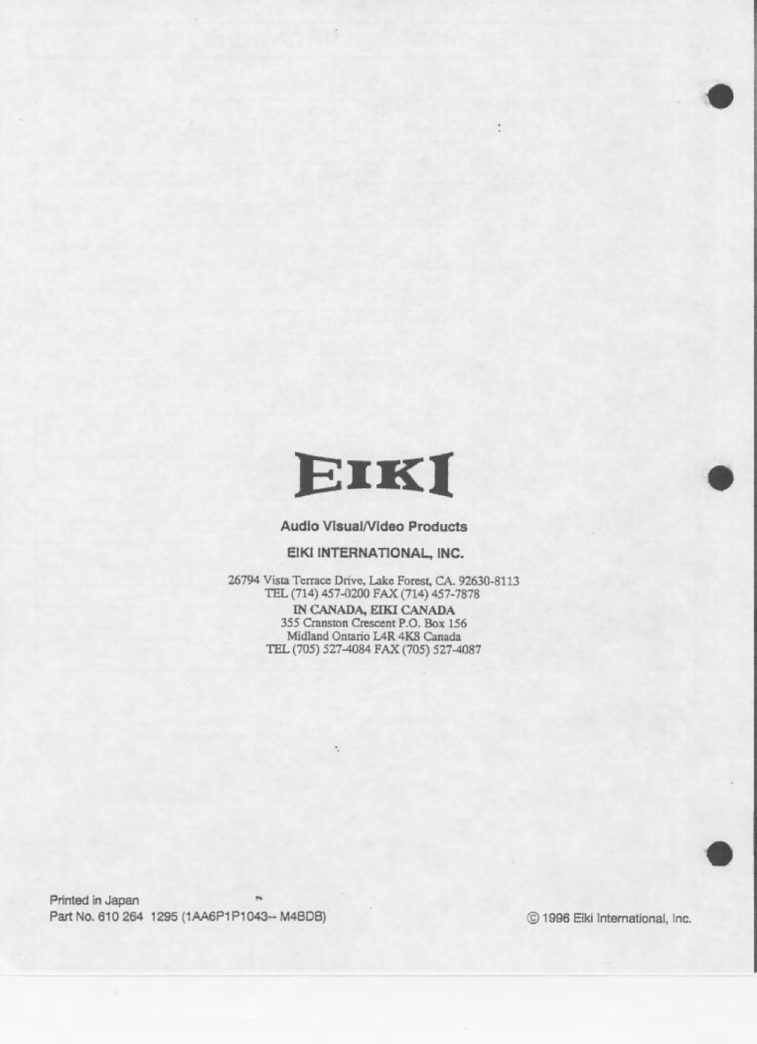 Eiki LC-180 manual 