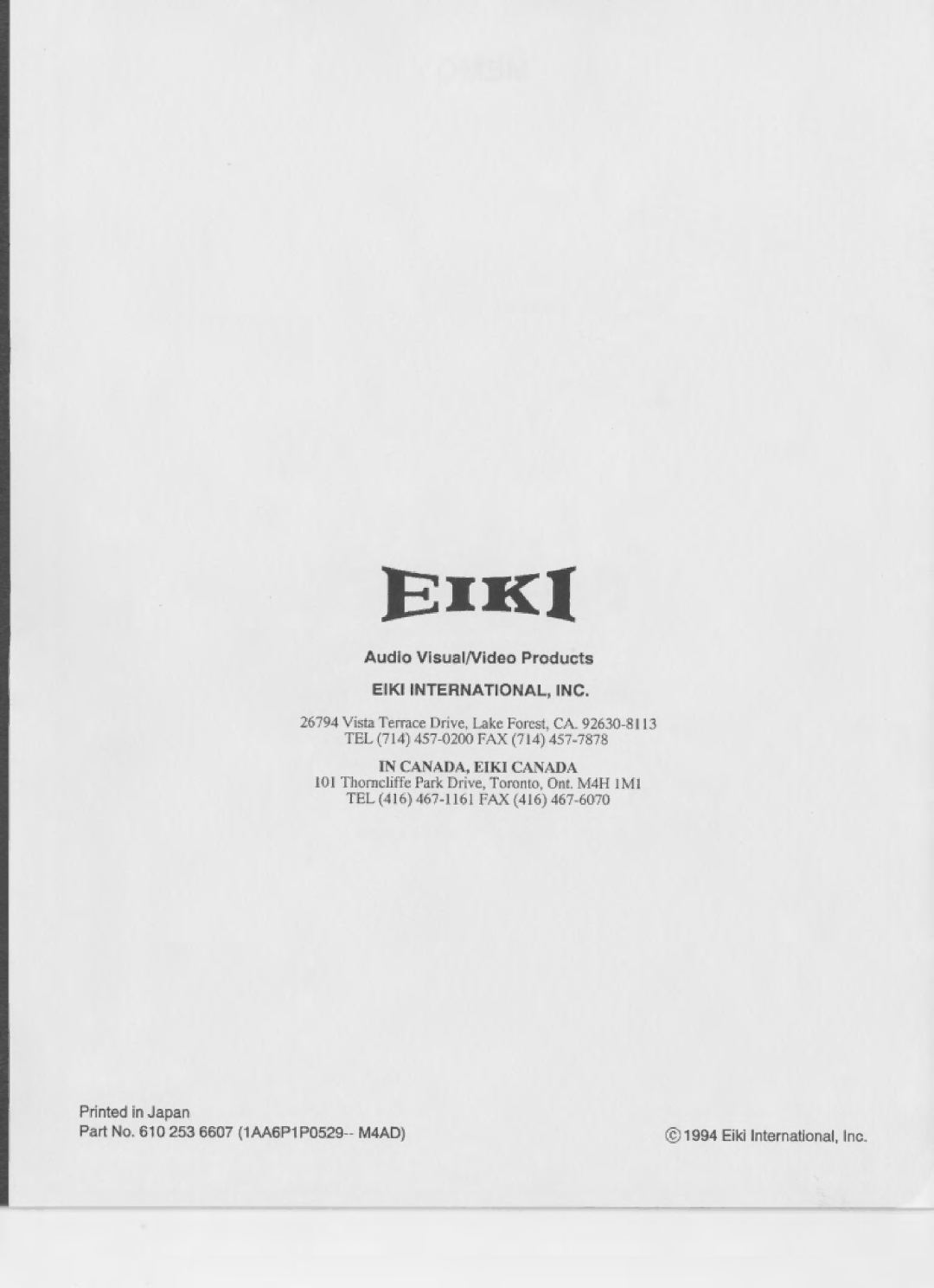 Eiki LC-330 manual 