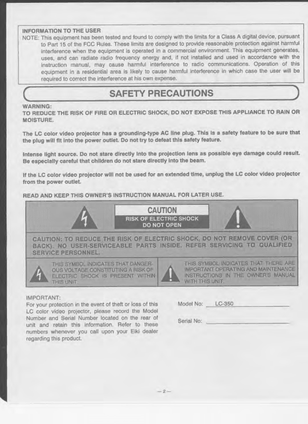 Eiki LC-350 manual 