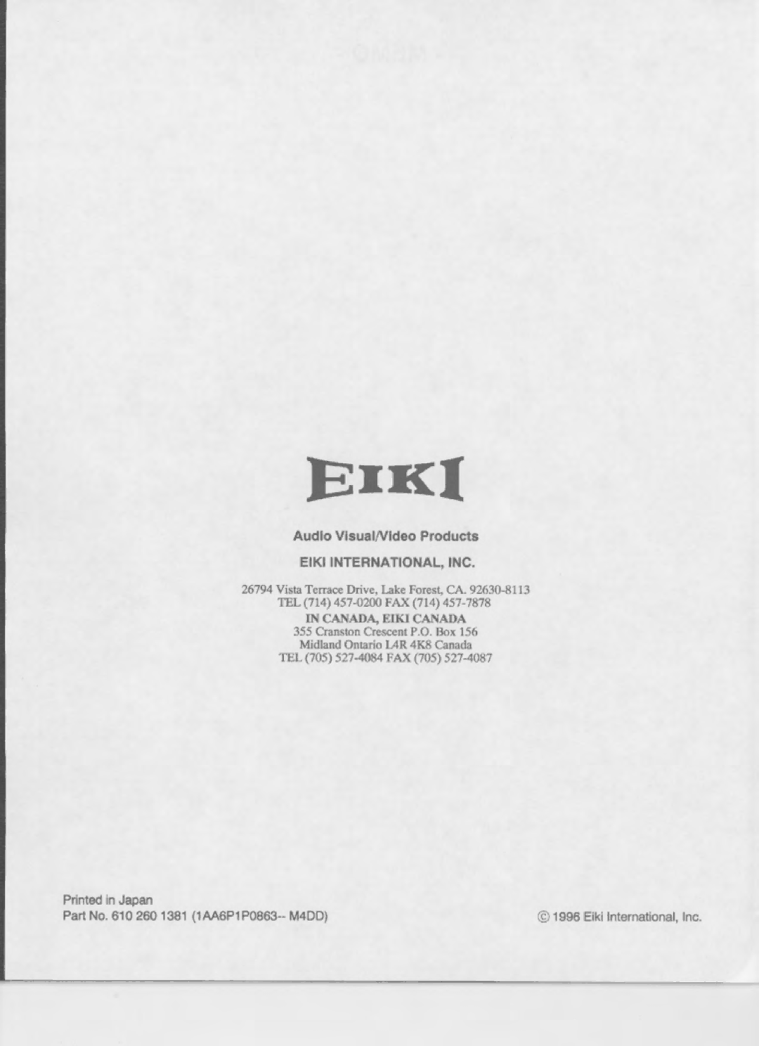 Eiki LC-350 manual 