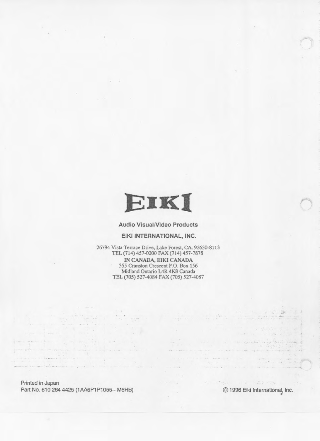 Eiki LC-6210U, LC-6200U manual 