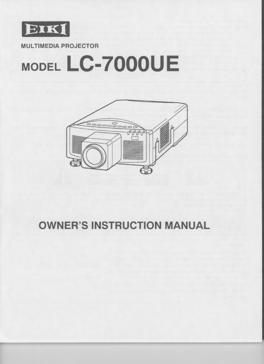 Eiki LC-7000UE manual 