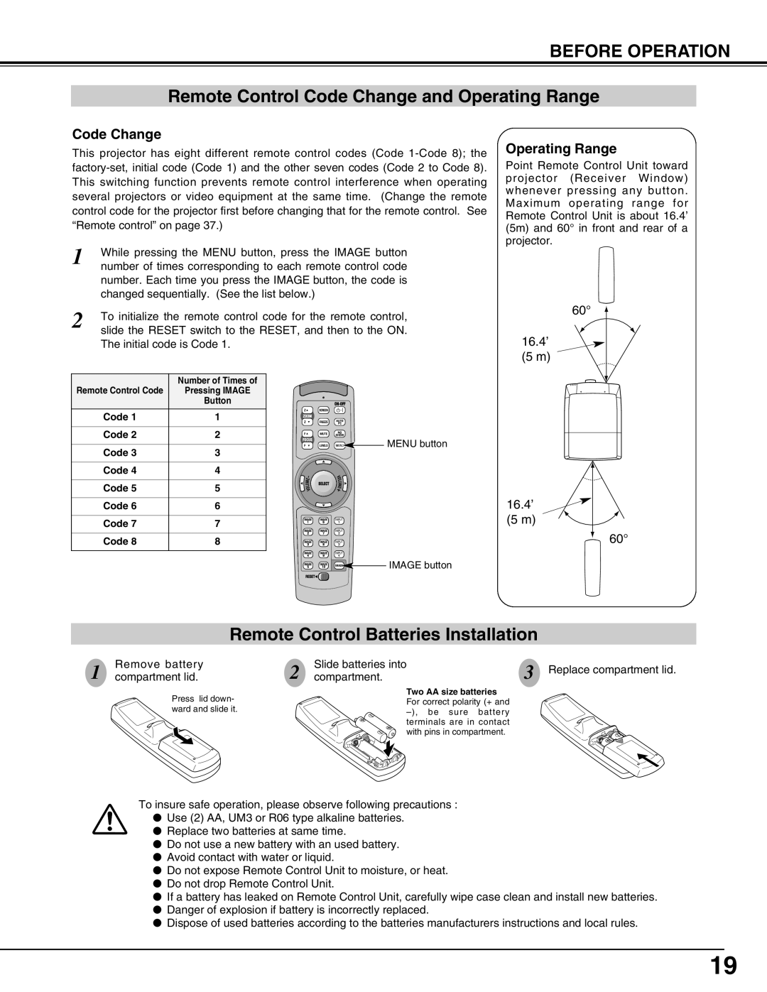 Eiki LC-HDT10 instruction manual While pressing the Menu button, press the Image button 