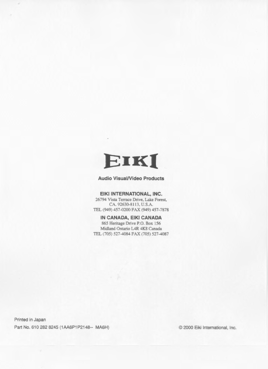 Eiki LC-NB2U manual 