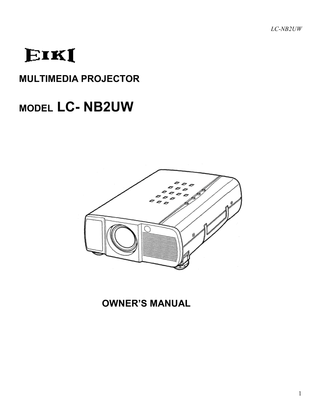 Eiki LC-NB2UW owner manual Model LC- NB2UW 