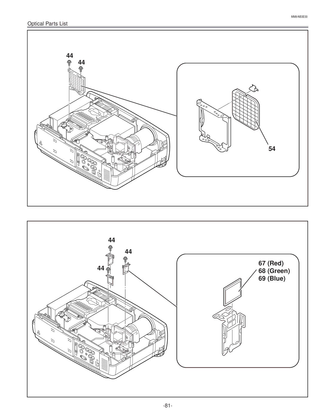 Eiki LC-NB3E service manual Red Green Blue 