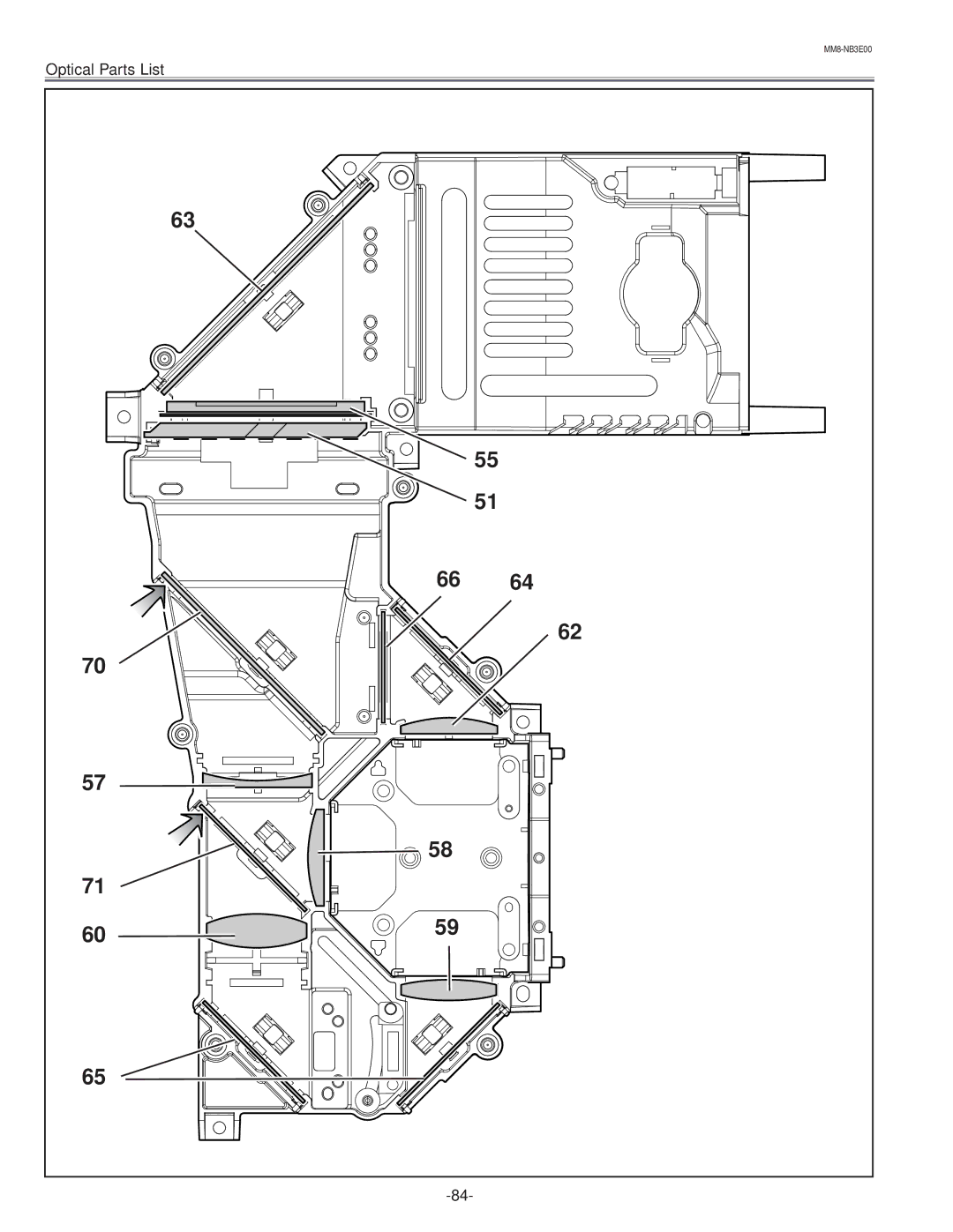 Eiki LC-NB3E service manual Optical Parts List 